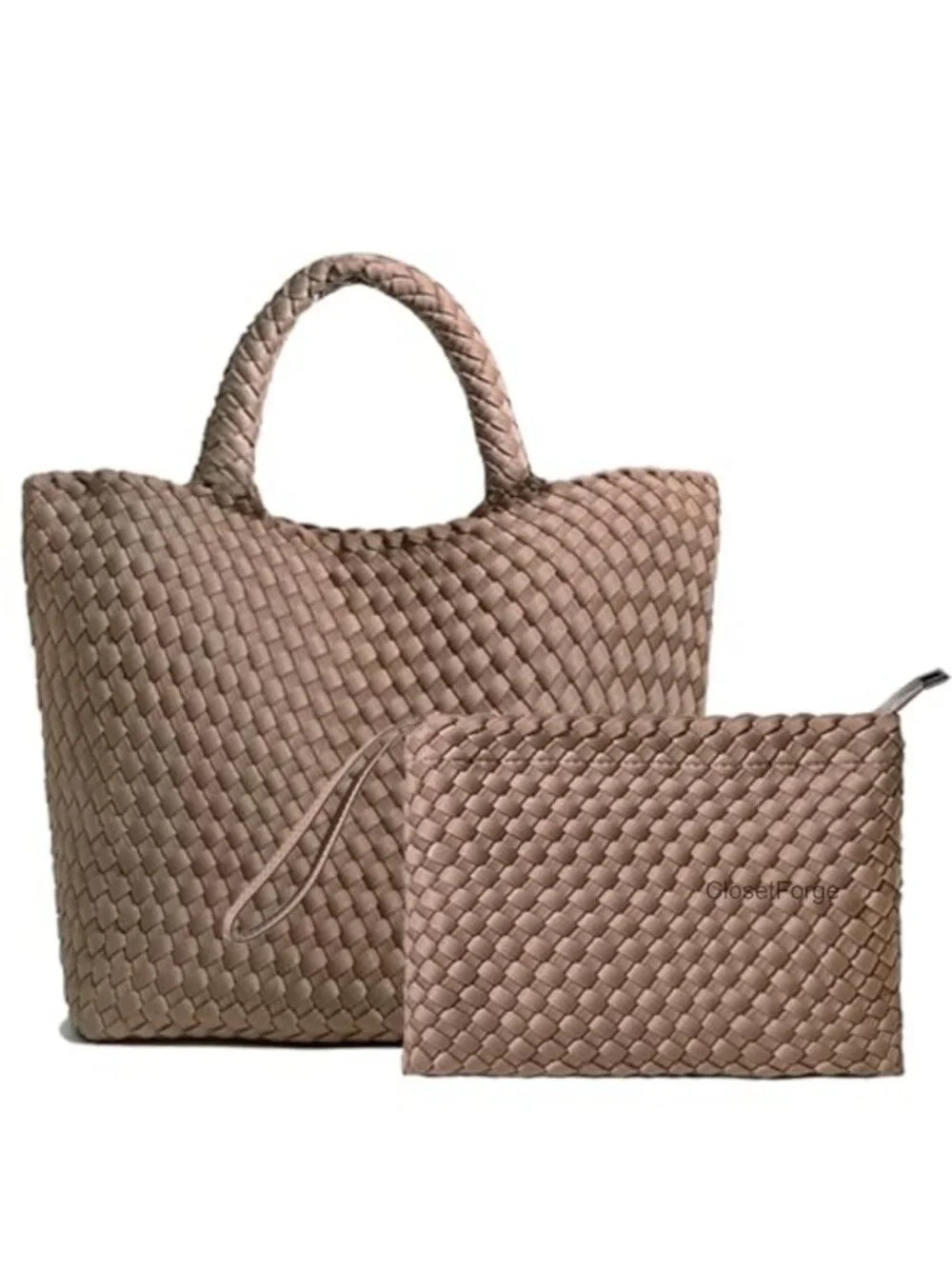Woven Hobo Bag Women Neoprene Tote Handbag Large Capacity Handmade Shoulder Bag